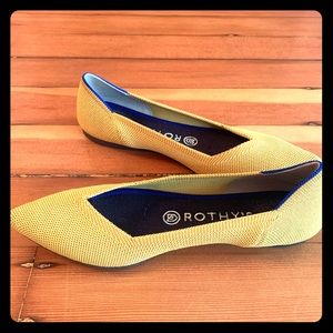 Rothy's pointed toe flat in Marigold yellow